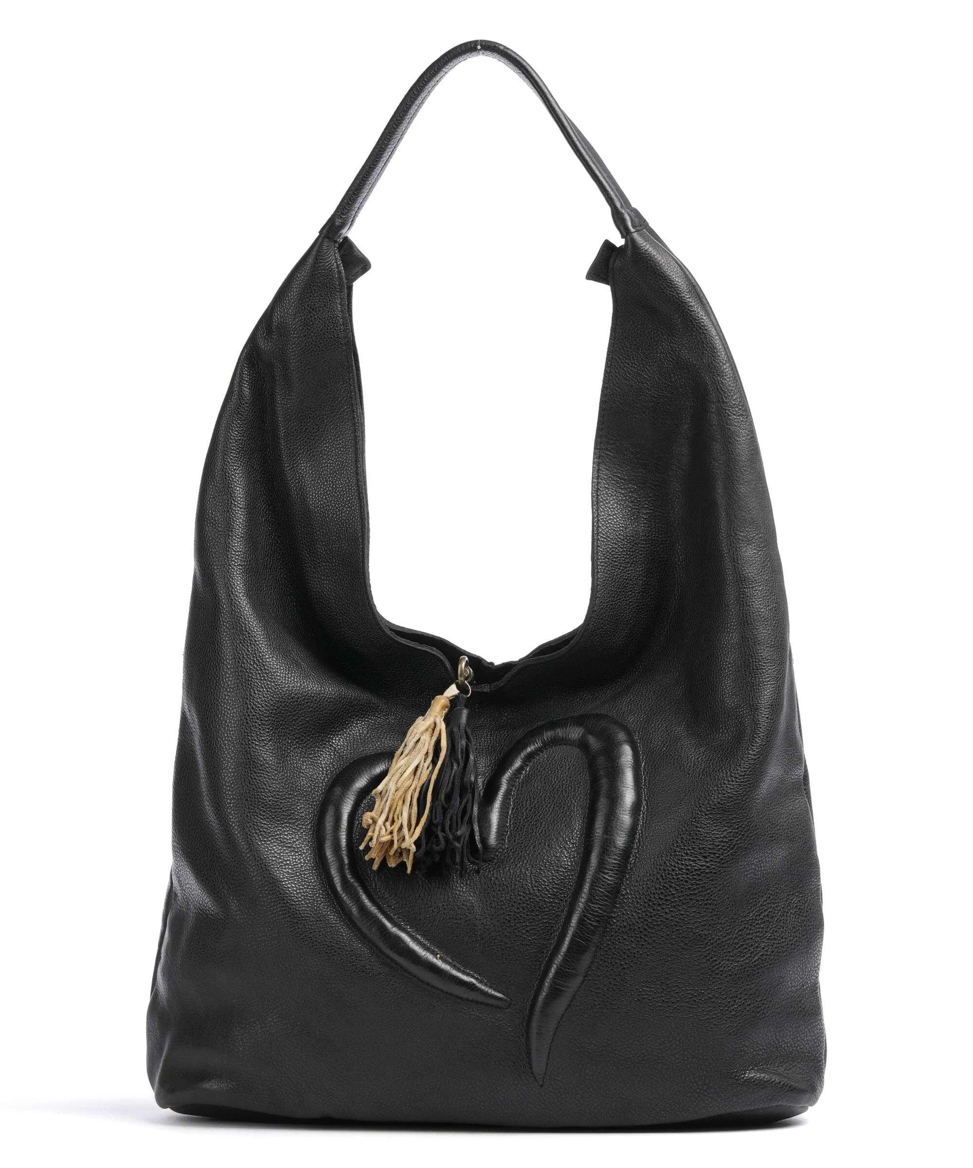  Taschendieb Wien Herzgasse 21 Borsa hobo pelle di vacchetta grana nero  