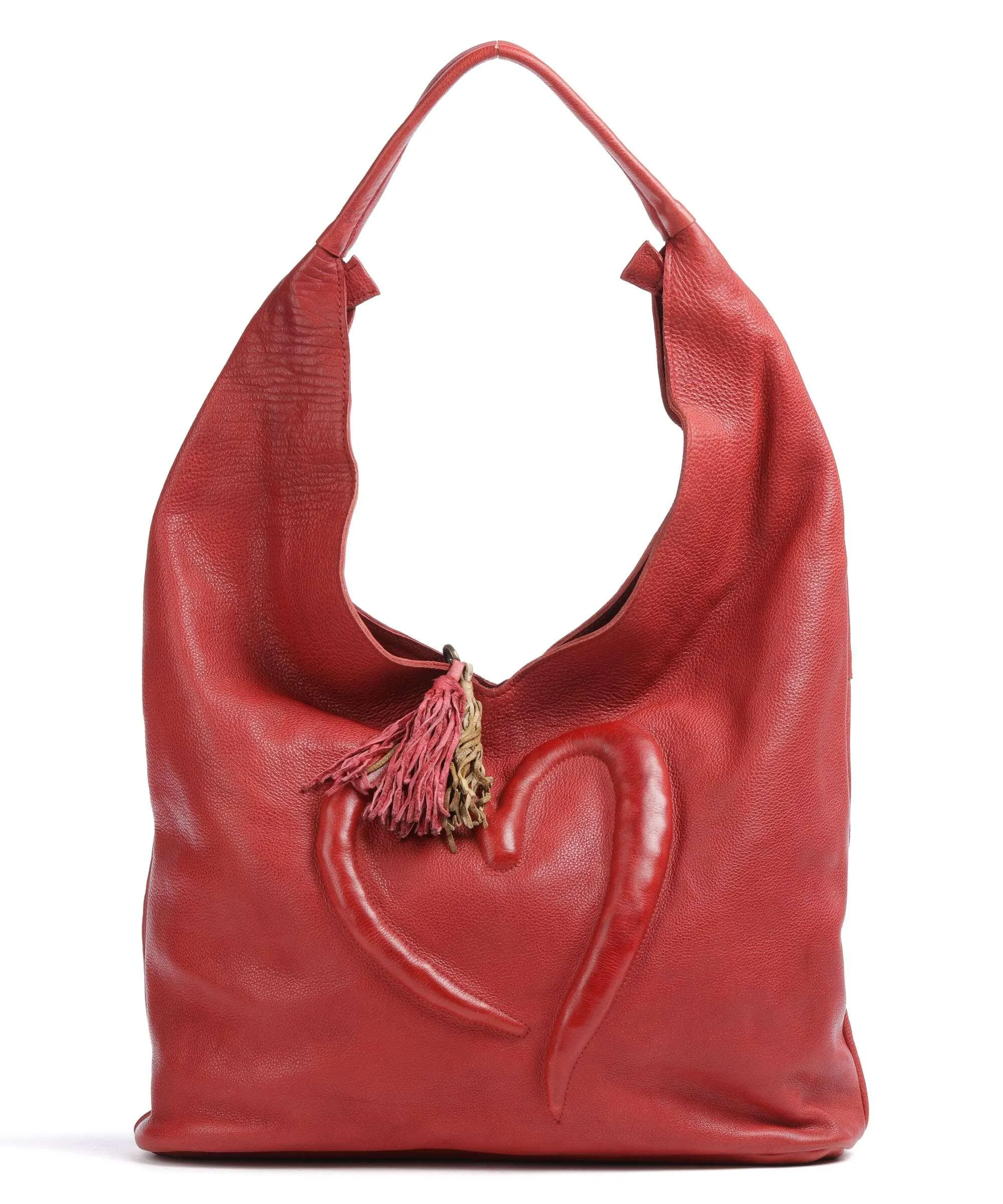  Taschendieb Wien Herzgasse 21 Borsa hobo pelle di vacchetta grana rosso  