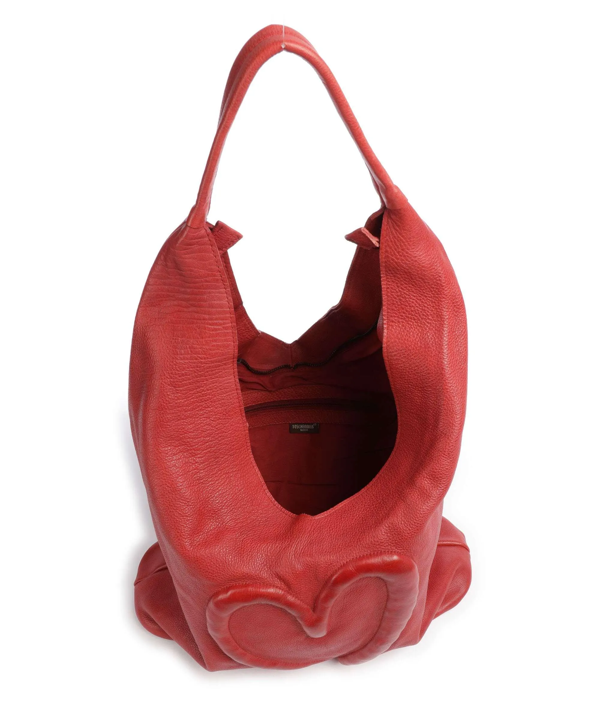  Taschendieb Wien Herzgasse 21 Borsa hobo pelle di vacchetta grana rosso  