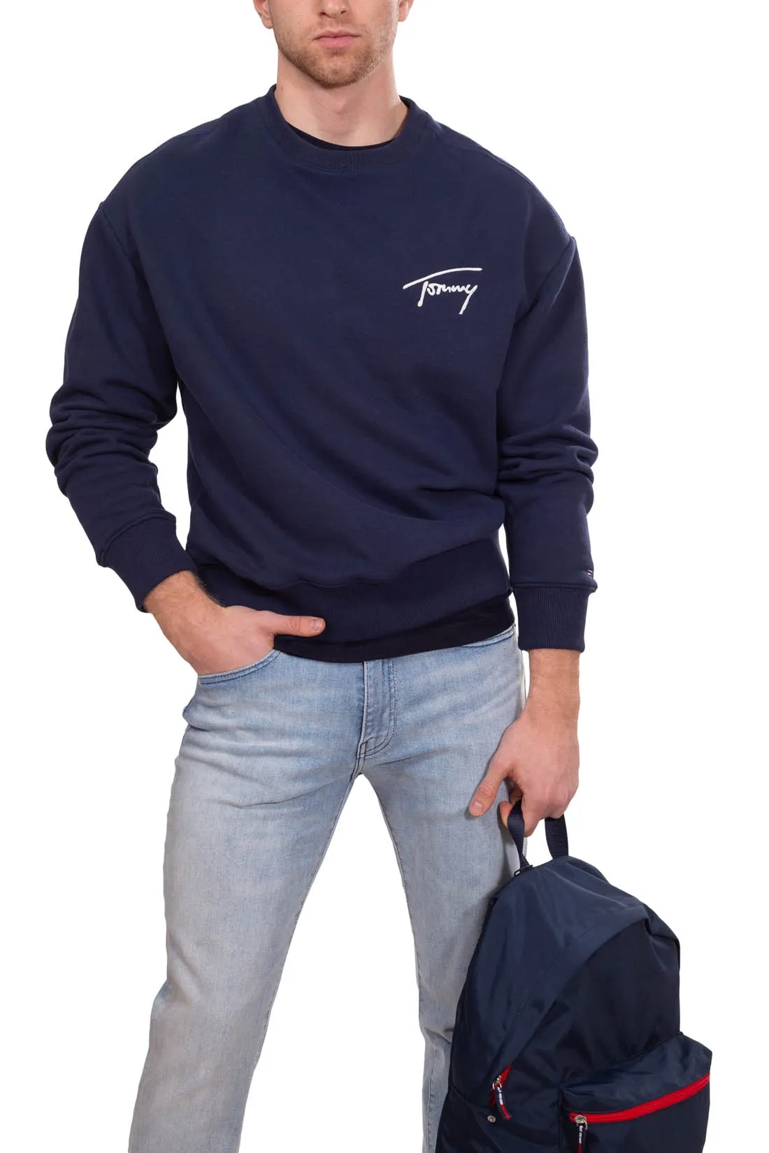 TOMMY JEANS Felpa uomo girocollo con logo