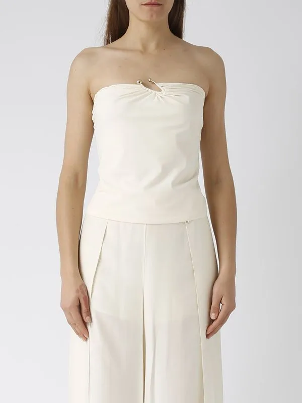 Top donna Patrizia Pepe in jersey stretch Crema