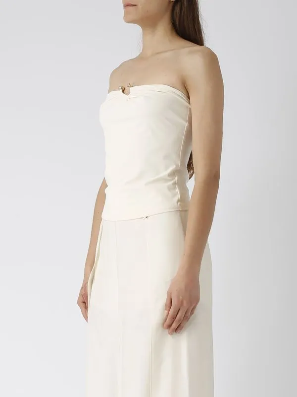 Top donna Patrizia Pepe in jersey stretch Crema