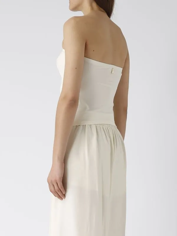 Top donna Patrizia Pepe in jersey stretch Crema