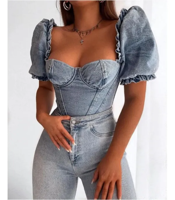 Toppino denim Mhary sbuffo