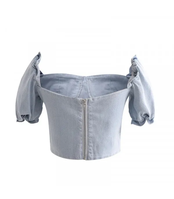 Toppino denim Mhary sbuffo