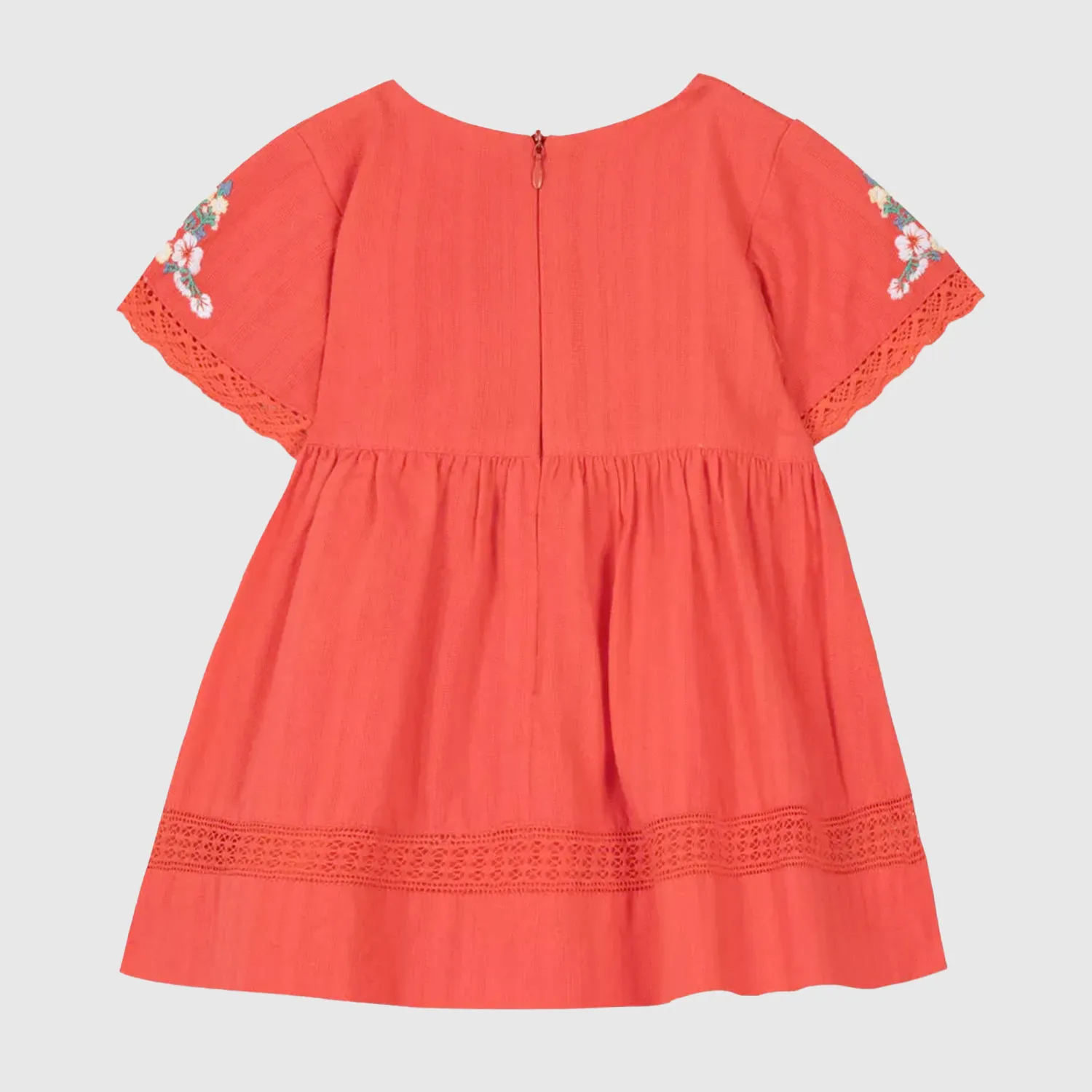 Vestito Rosso Con Ricami A Fiori