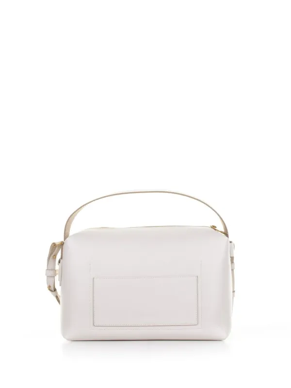 White hammered leather shoulder bag