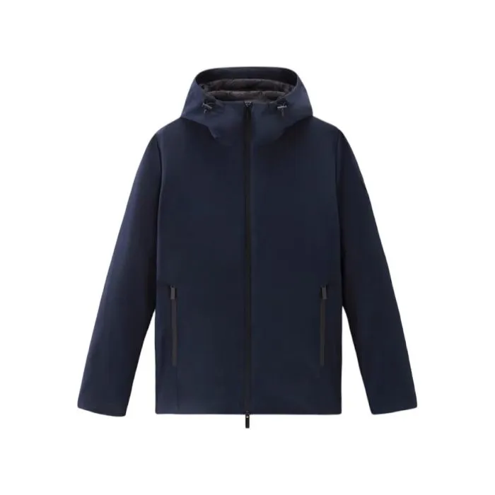 Woolrich Piumino Soft Shell Con Cappuccio Blu