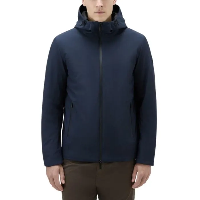 Woolrich Piumino Soft Shell Con Cappuccio Blu