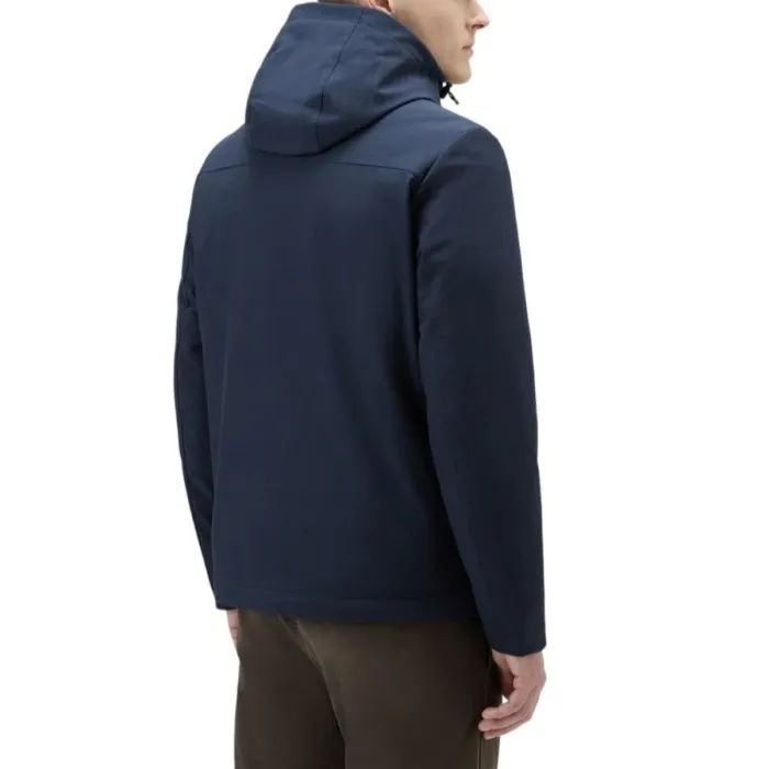 Woolrich Piumino Soft Shell Con Cappuccio Blu
