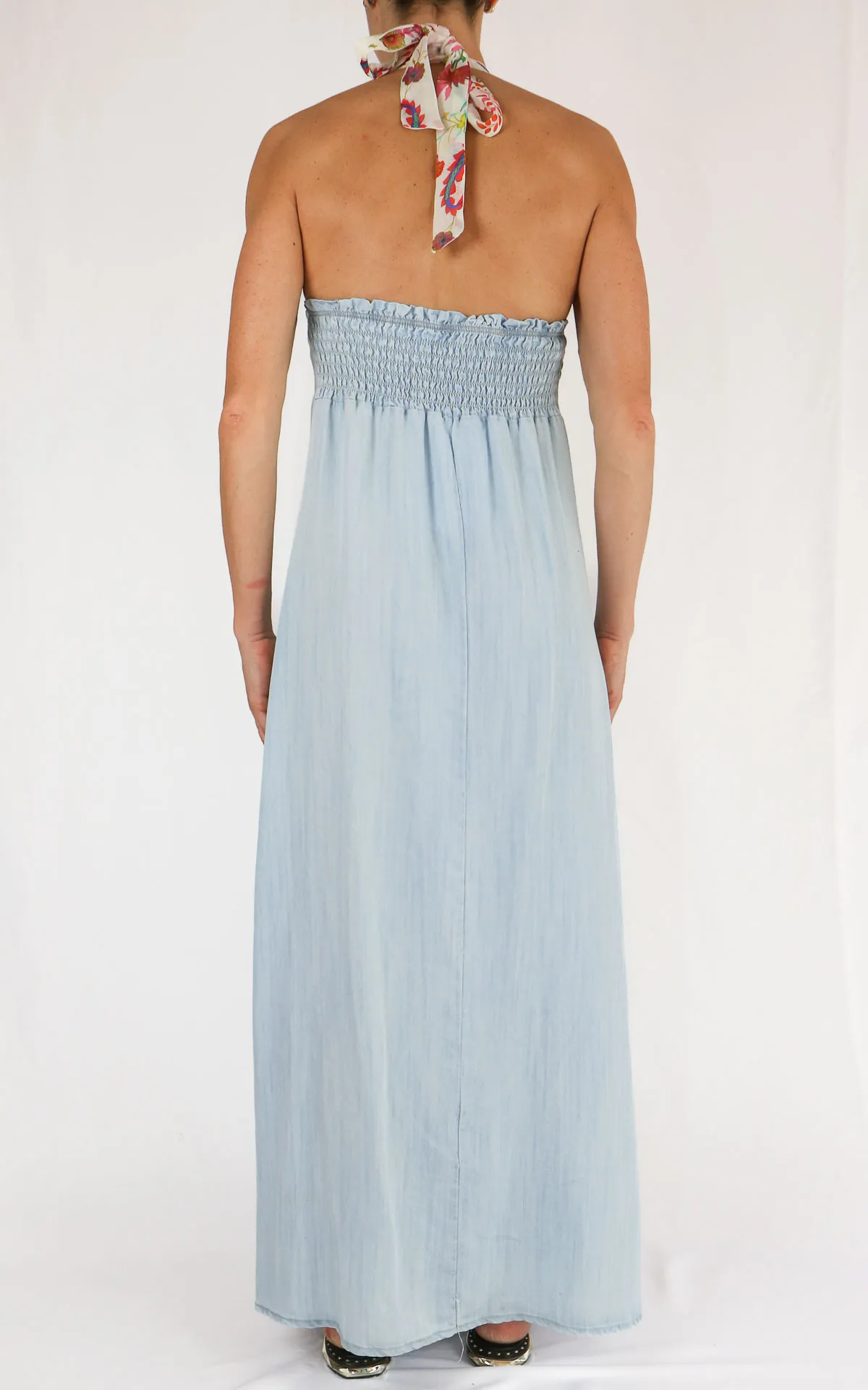 Wu’Side – abito scollo americana tencel – denim chiaro